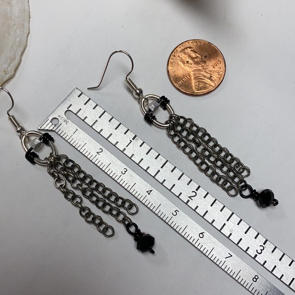 NWOT Alternative chain earrings funky gray black - Picture 4 of 6